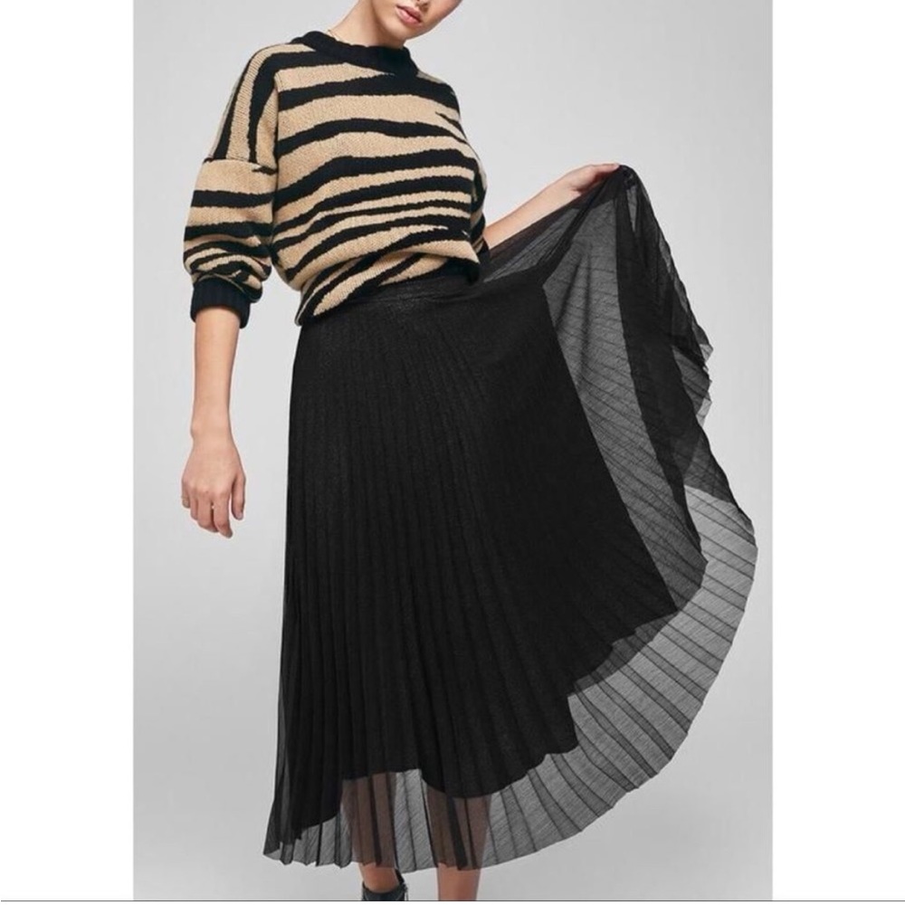 Anine Bing Midi Skirt Lovisa Pleated Metallic - Picture 1 of 11